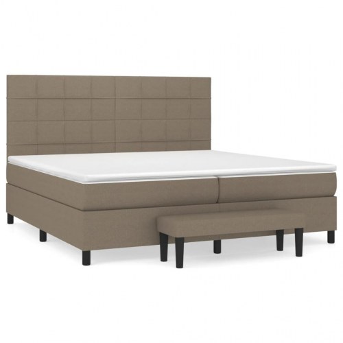 Kontinentalseng med madras 200×200 cm - stof, gråbrun