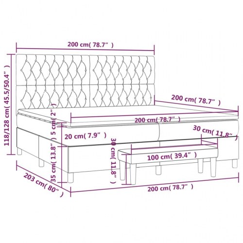 Kontinentalseng med madras 200×200 cm - stof, cremefarvet