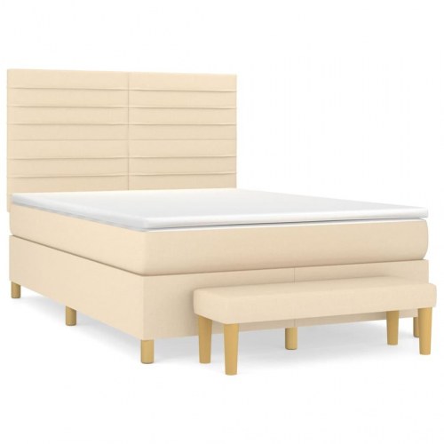 Kontinentalseng med madras 140×200 cm - stof, cremefarvet