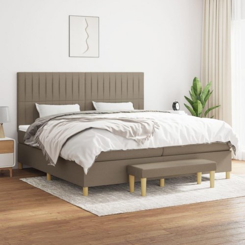 Kontinentalseng med madras 200×200 cm - stof gråbrun