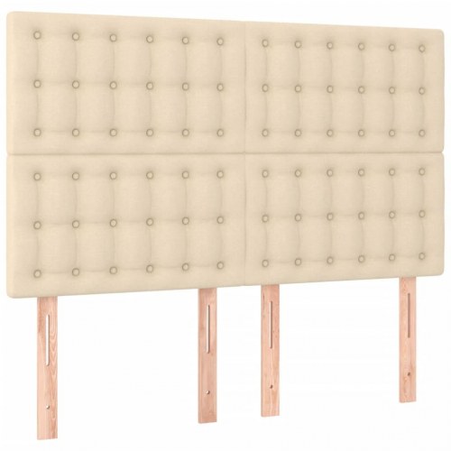 Kontinentalseng med madras 140x190 cm - stof, cremefarvet