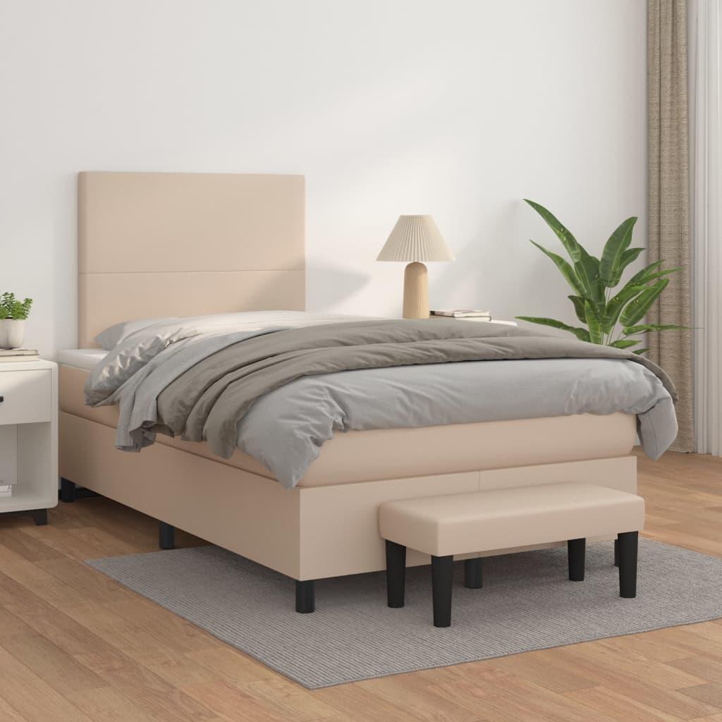 Kontinentalseng 120x200 cm kunstlæder cappuccinofarvet billede