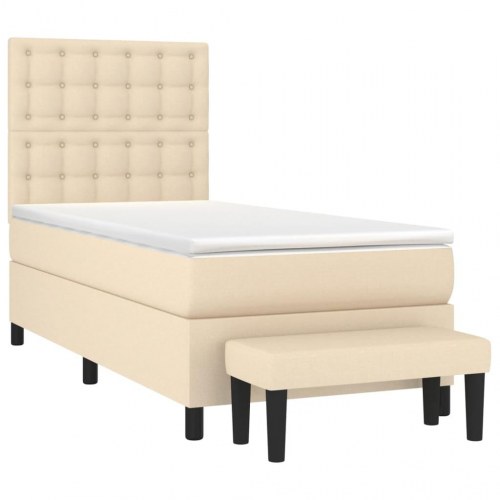 Kontinentalseng med madras 100×200 cm - stof, cremefarvet