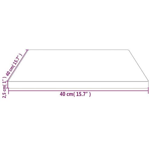 Bordplade 40x40x2,5 cm firkantet massivt fyrretræ