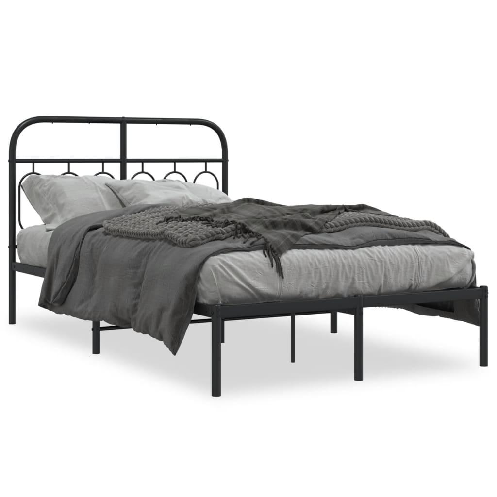 Sengeramme med sengegavl i metal - 120 x 190 cm, sort billede
