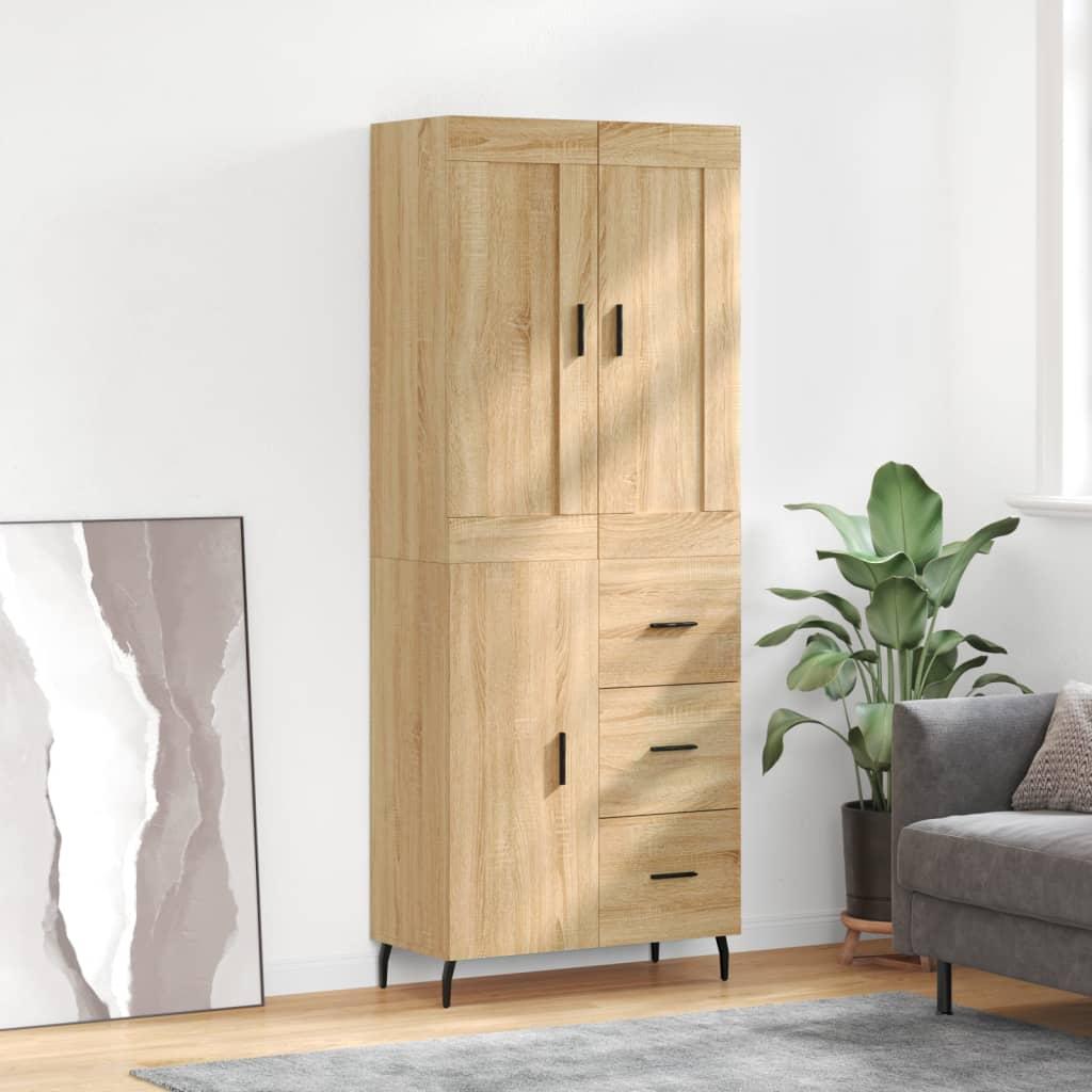 Højskab 69,5×34×180 cm i konstrueret træ - sonoma-eg billede