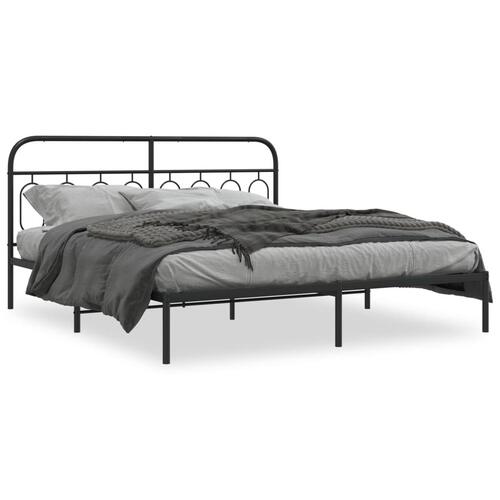 Sengeramme med sengegavl 180x200 cm metal sort