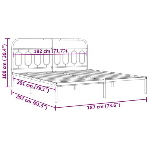 Sengeramme med sengegavl 180x200 cm metal sort