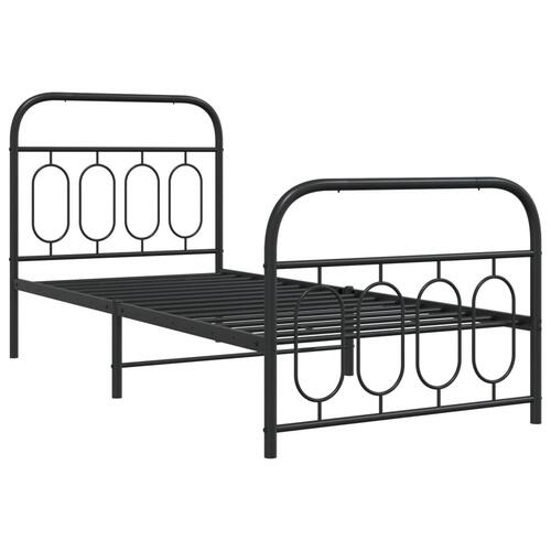 Sengeramme med sengegavl og fodgærde 90x200 cm metal sort