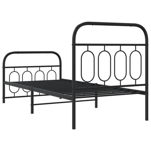 Sengeramme med sengegavl og fodgærde 90x200 cm metal sort