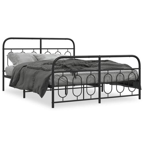 Sengeramme med sengegavl og fodgærde 140x190 cm metal sort