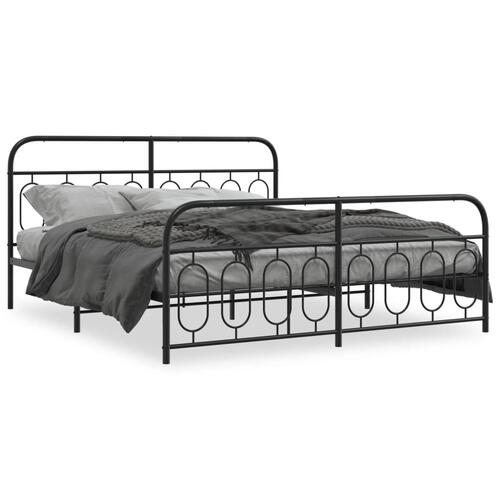 Sengeramme med sengegavl og fodgærde 183x213 cm metal sort