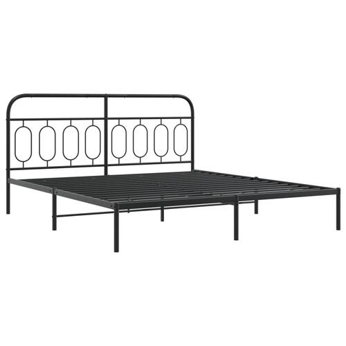 Sengeramme med sengegavl og fodgærde 183x213 cm metal sort