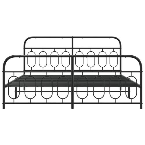 Sengeramme med sengegavl og fodgærde 183x213 cm metal sort