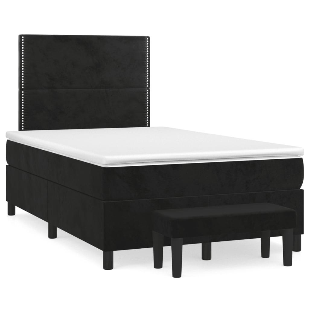 Kontinentalseng med madras 120x190 cm velour sort billede