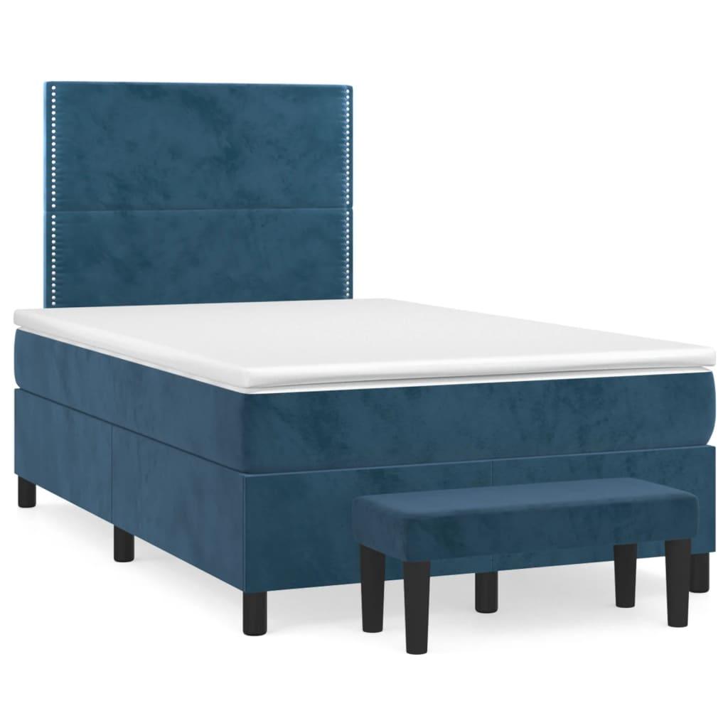 Kontinentalseng med madras 120x190 cm velour mørkeblå billede