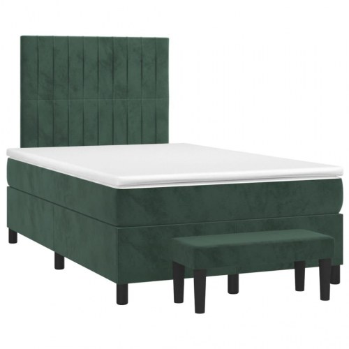 Kontinentalseng med madras 120x190 cm - velour, mørkegrøn