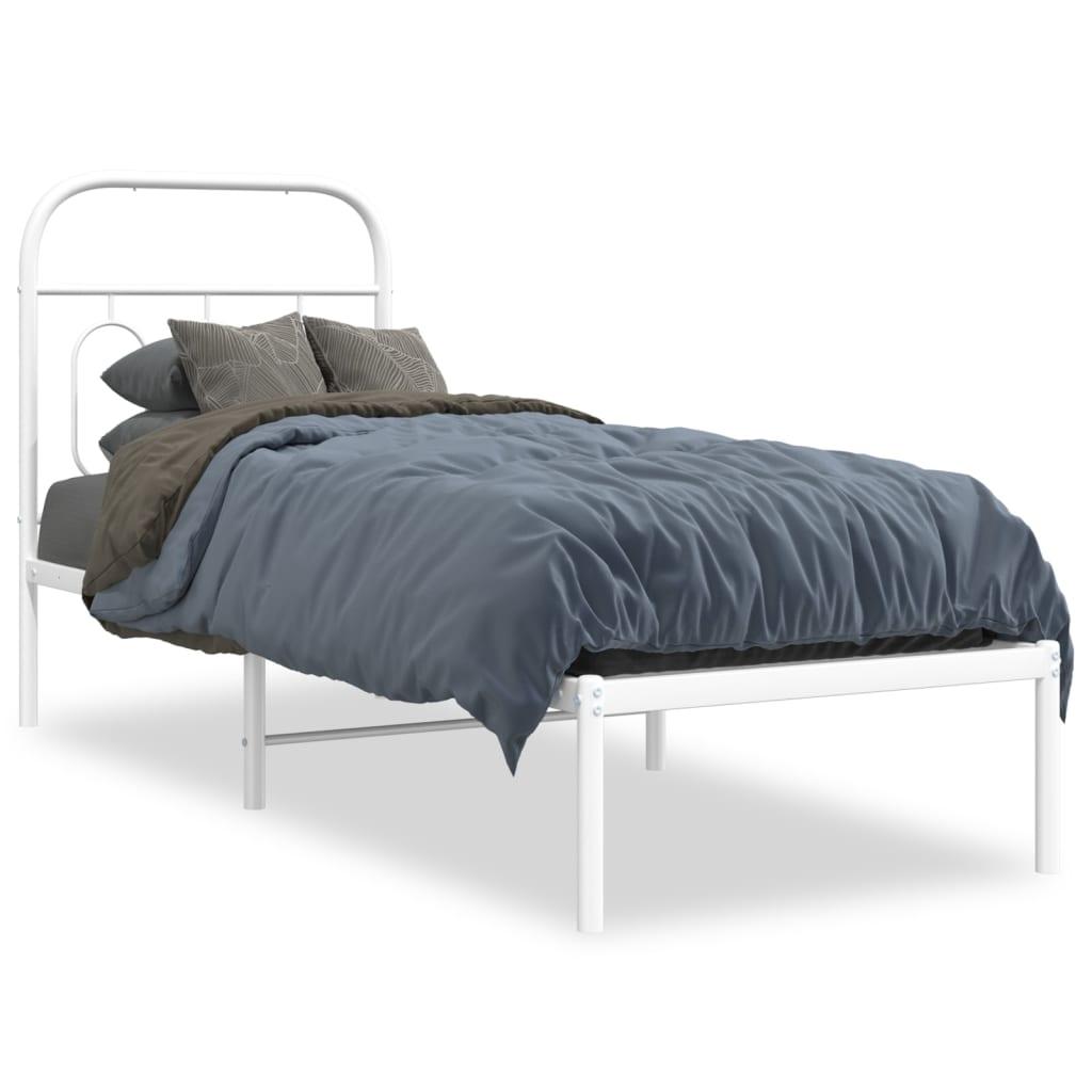 Sengeramme uden madras med hovedgærde 75x190 cm hvid