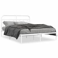 Sengeramme med sengegavl 150x200 cm metal hvid