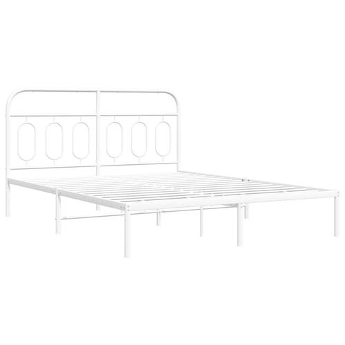 Sengeramme med sengegavl 150x200 cm metal hvid