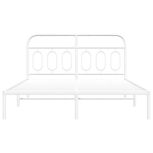 Sengeramme med sengegavl 150x200 cm metal hvid