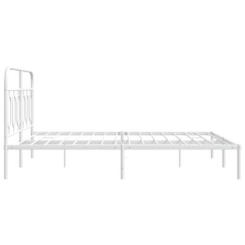 Sengeramme med sengegavl 150x200 cm metal hvid
