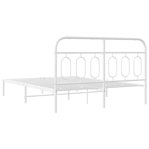 Sengeramme med sengegavl 150x200 cm metal hvid