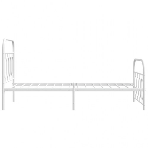 Sengeramme med sengegavl og fodgærde 90x200 cm metal hvid