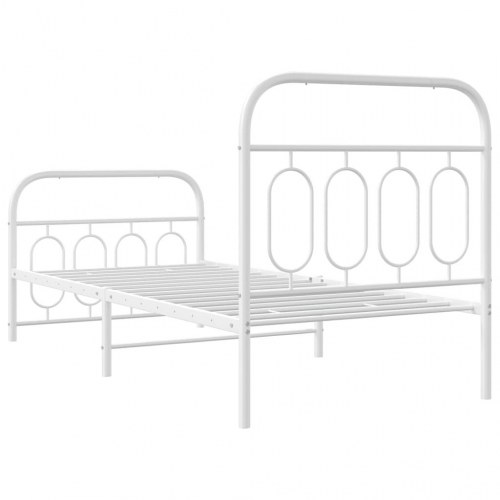 Sengeramme med sengegavl og fodgærde 90x200 cm metal hvid