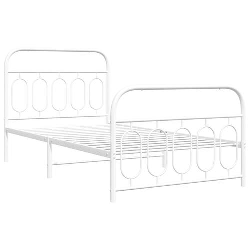 Sengeramme med sengegavl og fodgærde 107x203 cm metal hvid