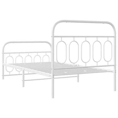 Sengeramme med sengegavl og fodgærde 107x203 cm metal hvid