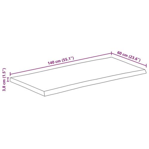 Bordplade 140x60x3,8 cm naturlig kant massivt mangotræ