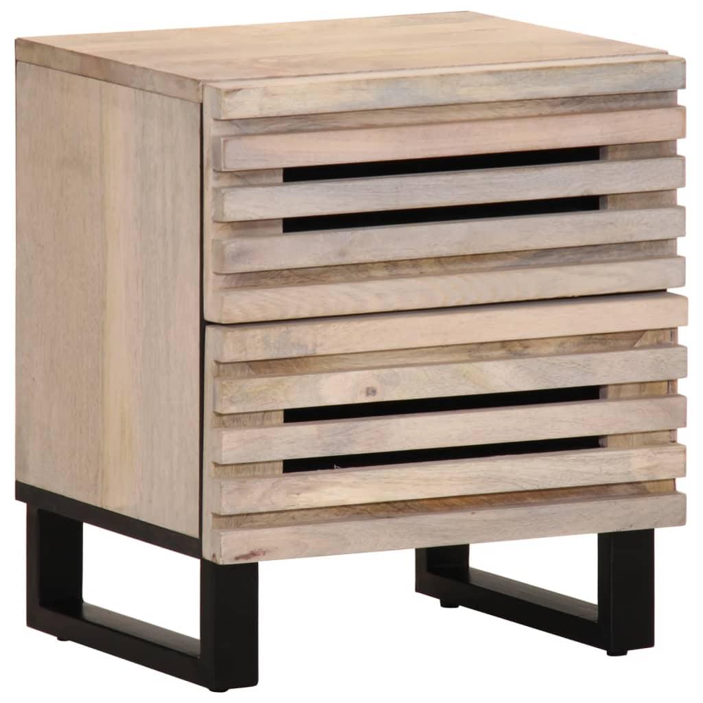 Sengebord 40x34x46 cm massivt bleget mangotræ