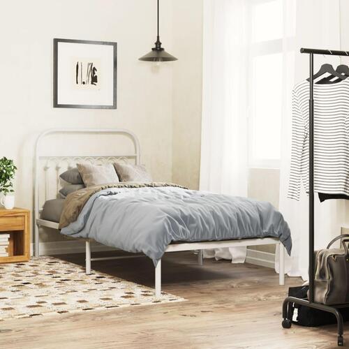 Sengegavl 90 cm metal hvid