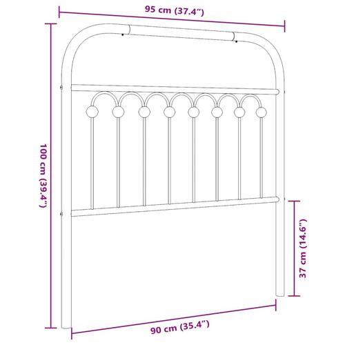 Sengegavl 90 cm metal hvid