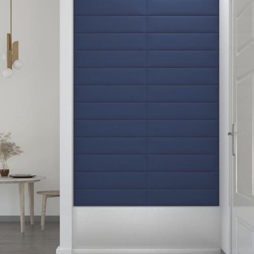 Vægpaneler 12 stk. 60x15 cm 1,08 m² stof blå