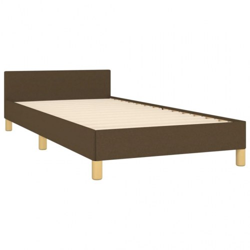 Sengeramme med sengegavl - mørkebrun stof 90x200 cm