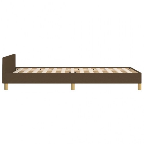 Sengeramme med justerbar sengegavl - mørkebrun stof 90x200 cm
