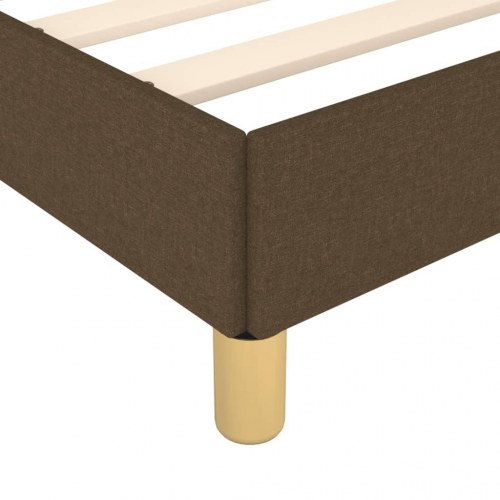 Sengeramme med justerbar sengegavl - mørkebrun stof 90x200 cm