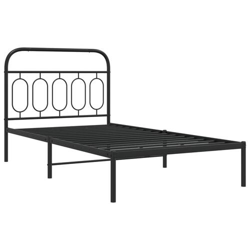 Sengeramme med sengegavl 100x190 cm metal sort