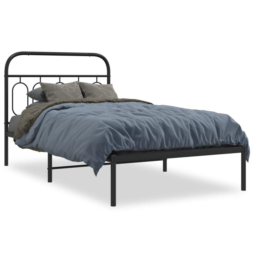 Sengeramme med sengegavl 107x203 cm metal sort