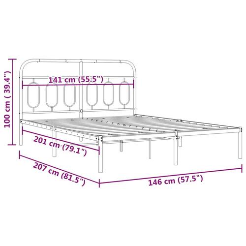 Sengeramme med sengegavl 140x200 cm metal sort