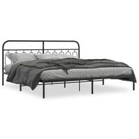Sengeramme med sengegavl 200x200 cm metal sort