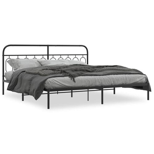 Sengeramme med sengegavl 200x200 cm metal sort