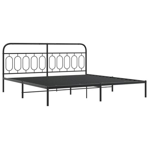 Sengeramme med sengegavl 200x200 cm metal sort