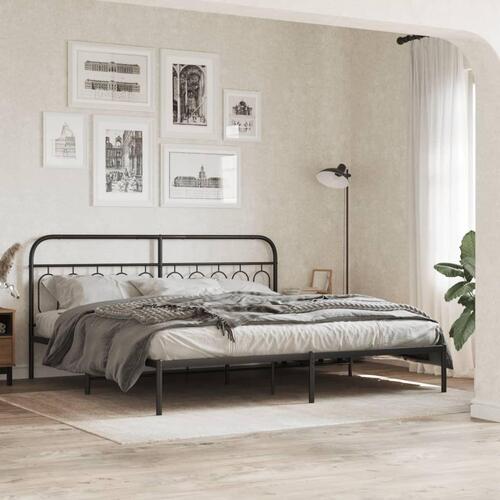 Sengeramme med sengegavl 200x200 cm metal sort