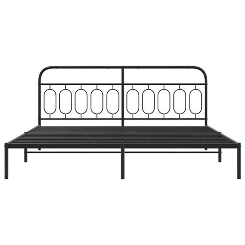 Sengeramme med sengegavl 200x200 cm metal sort