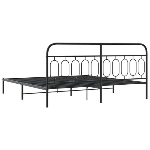 Sengeramme med sengegavl 200x200 cm metal sort