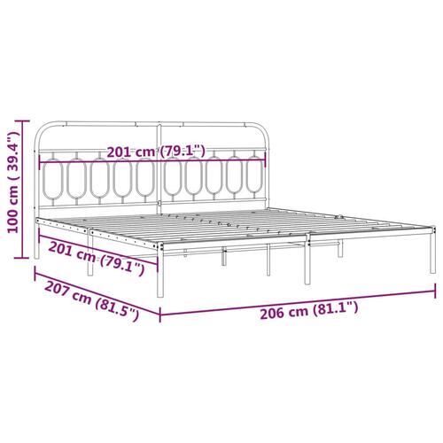 Sengeramme med sengegavl 200x200 cm metal sort
