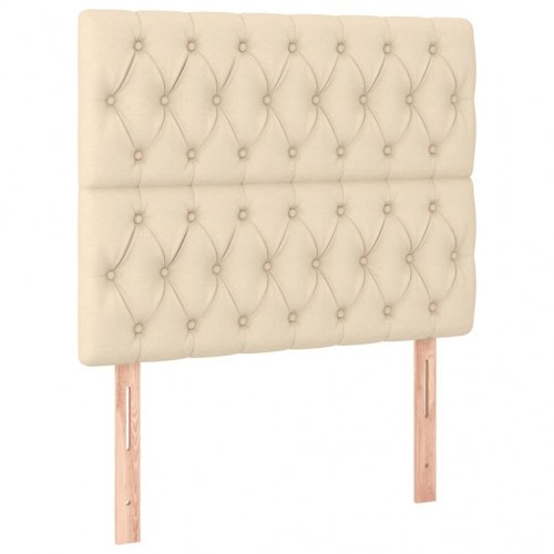 Kontinentalseng med madras 90x190 cm - stof, cremefarvet